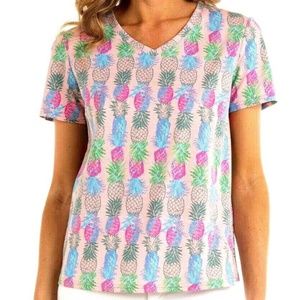FRESH PRODUCE Pineapple Crush V-Neck Tee L
